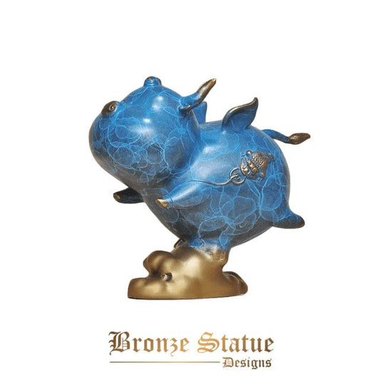 Bronze-Stier-Statue, modernes Kunsthandwerk, Tischplatte, Ochsenfigur, niedliche abstrakte Bronze-Stier-Skulptur für nordische Wohnkultur