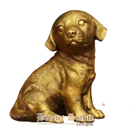 6 polegadas | 17cm | Estátua de bronze de cachorro bonito escultura de cachorro de bronze estátua de animal de bronze estatueta para decoração de casa ornamento presentes arte artesanato