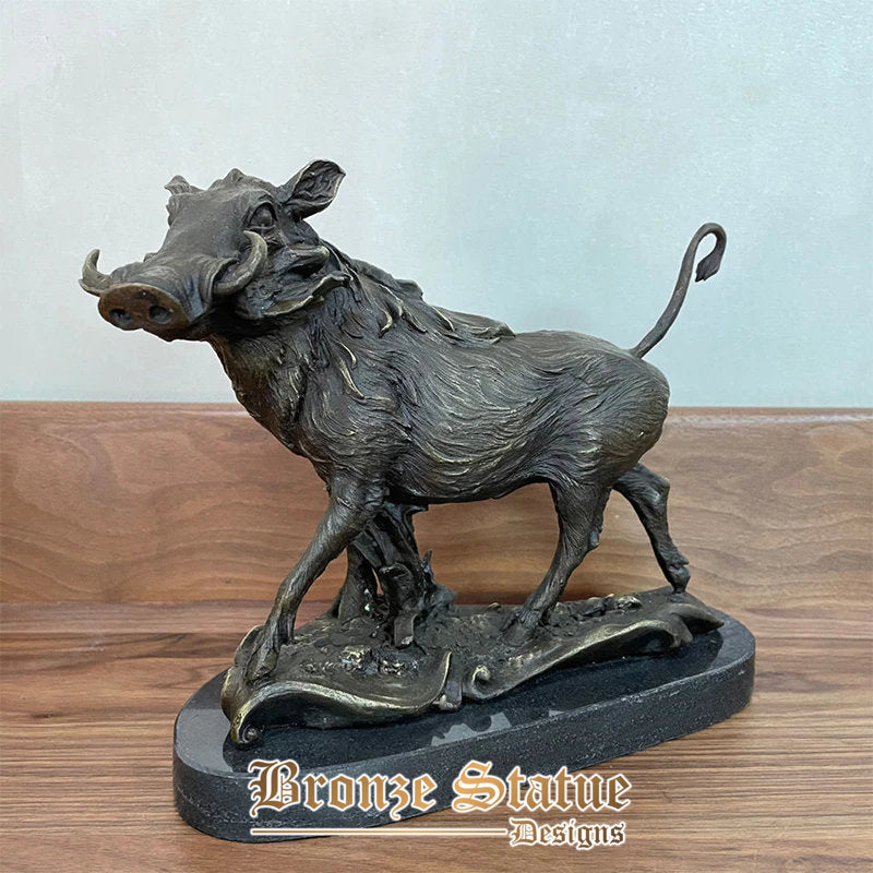 Wild boar statue bronze pig wild sculpture animal wildlife sculpture garden interior decor vintage art ornament crafts