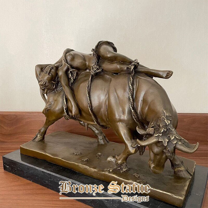 Western art europa bull greek zeus bronze bull sculpture signed nude europa bull greek zeus bronze statue for home garden decor