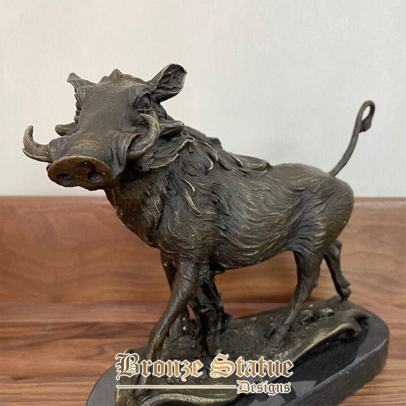 Wild boar statue bronze pig wild sculpture animal wildlife sculpture garden interior decor vintage art ornament crafts