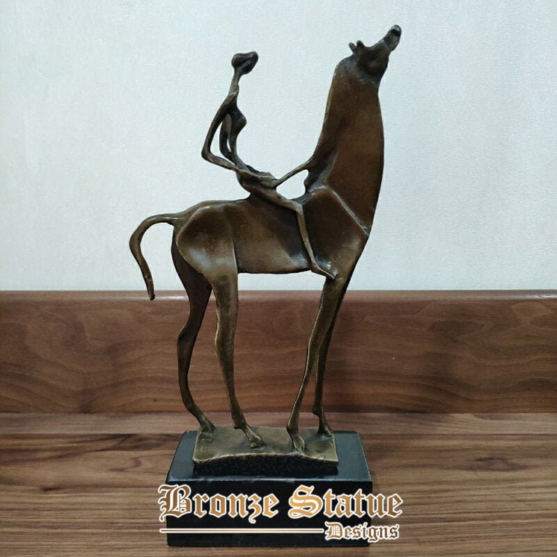 Vintage art bronze abstract sculpture bronze female ridding horse statue figurine crafts for home hotel office decor ornament