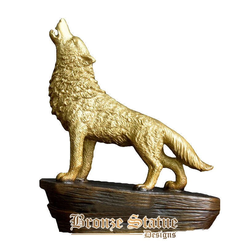 Howling wolf bronze statue roaring wildlife animal sculpture vintage wolves art villa office home decor ornament artwork craft
