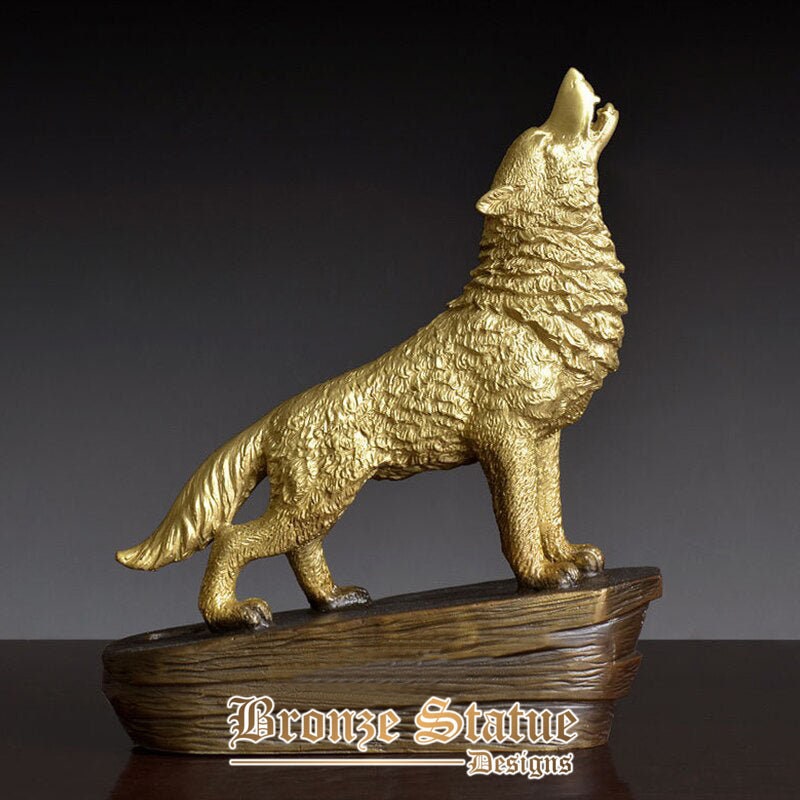 Howling wolf bronze statue roaring wildlife animal sculpture vintage wolves art villa office home decor ornament artwork craft