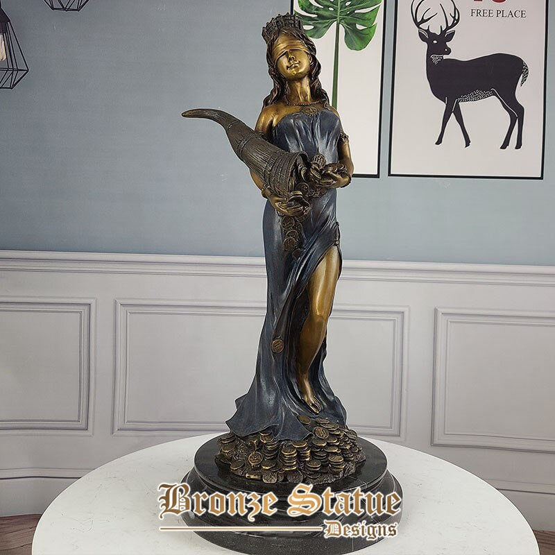 Bronze tyche statue goddess of luck bronze sculpture fate and fortune lady luck fortuna sculpture figure figurine home decora