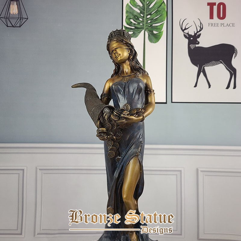 Bronze tyche statue goddess of luck bronze sculpture fate and fortune lady luck fortuna sculpture figure figurine home decora