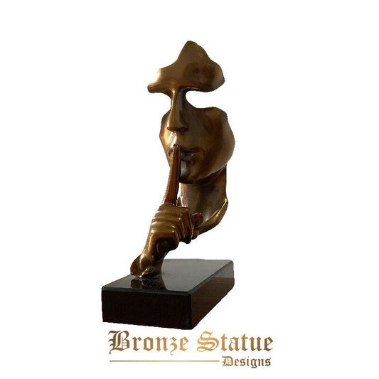 Il silenzio di bronzo è la scultura del viso dorato bronzo astratto Mantieni il silenzio statua famosa artigianato d'arte nordica in bronzo per regali di arredamento per la casa