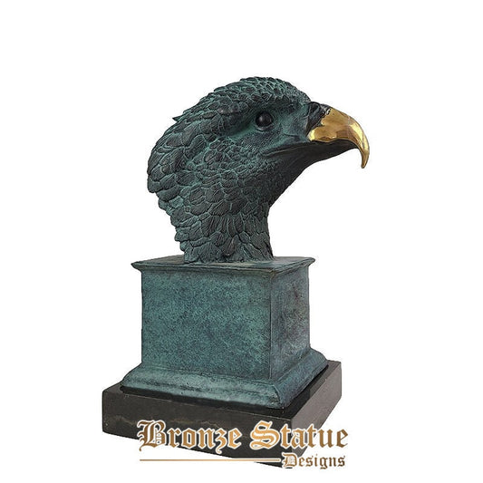 Escultura de bronze de uma cabeça de águia estátuas de águia de bronze cabeça de águia estatueta animal busto escultura jardim decoração para casa ornamento