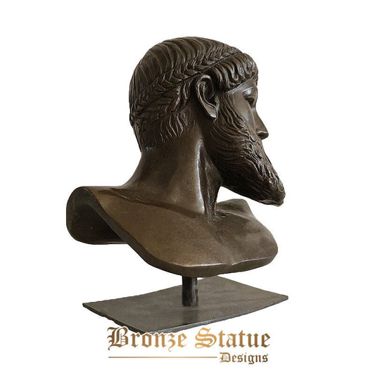 Escultura de busto de cabeça de bronze poseidon escultura de gesso busto de poseidon estátua deus grego antigo esculturas de bronze fundido para decoração de casa