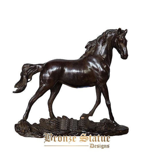 Escultura de cavalo de bronze arte moderna estátua de cavalo preto artesanato de arte fundido coleção de cavalo de bronze para ornamento de decoração para casa