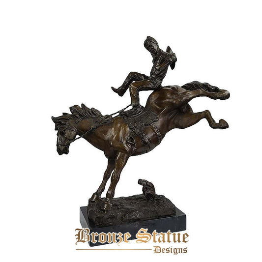 Escultura de corrida de cavalos de bronze estátua de cavalo de corrida de bronze esculturas de animais com base de mármore para decoração de escritório de arte moderna para casa de jardim