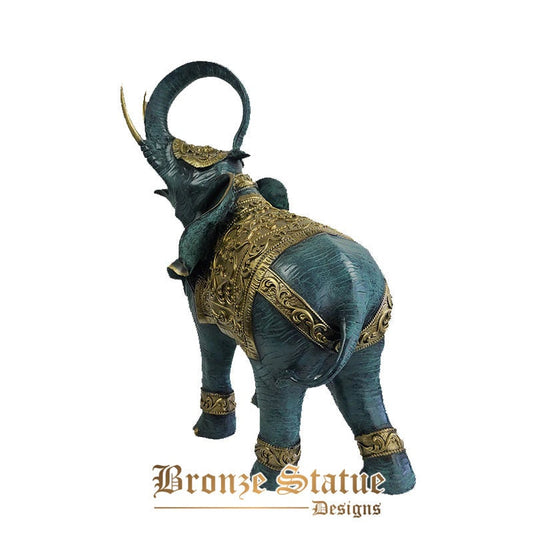 Estátua de elefante de bronze escultura de animal selvagem sorte fengshui estatueta de elefante de bronze arte moderna linda decoração de mesa de escritório em casa