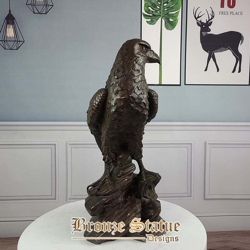 Bronze eagle statue bronze eagle sculpture on a rock 62cm animal statues eagles figurine home decor garden ornament bronze craft
