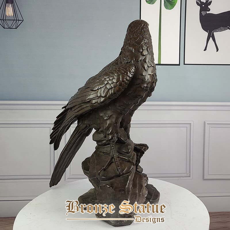 Bronze eagle statue bronze eagle sculpture on a rock 62cm animal statues eagles figurine home decor garden ornament bronze craft