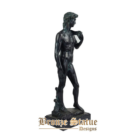 21 Zoll | 53cm | Bronze-David-Statue von Michelangelo Bronze-David-Skulptur berühmter Mann Skulpturen antike Kunst Wohnkabinett Bürodekor