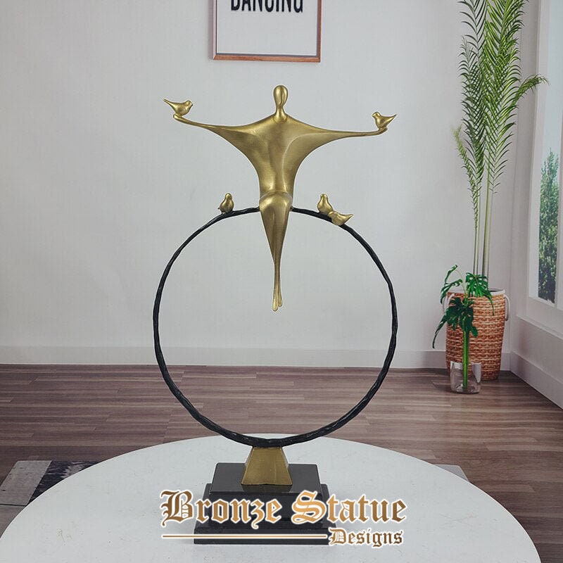 21in | 53cm | bronze balance female sculpture modern artwork bronze cast abstract bronze statues with marble base for hotel home decor