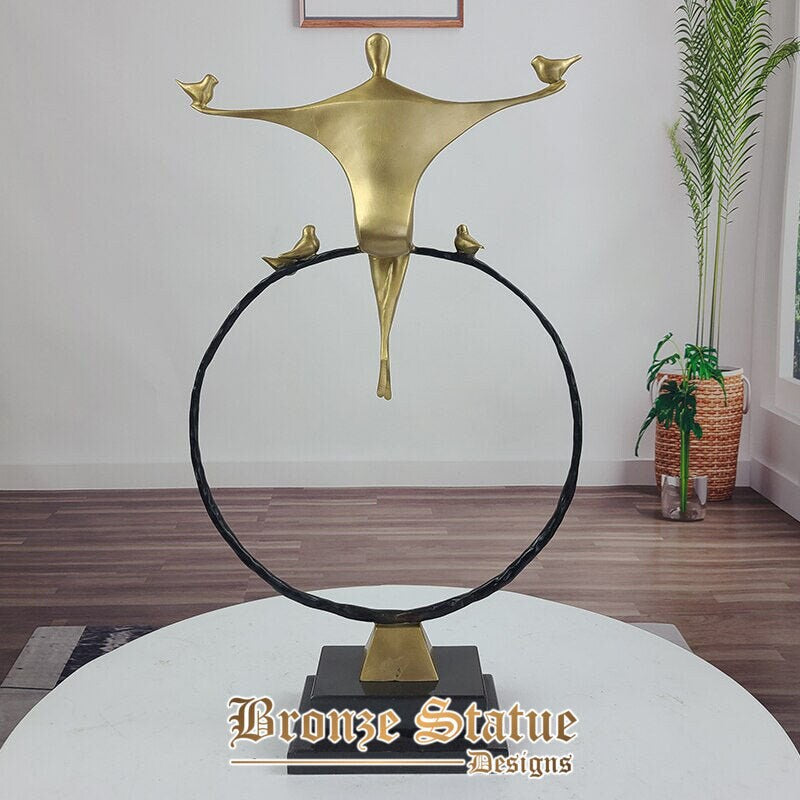 21in | 53cm | bronze balance female sculpture modern artwork bronze cast abstract bronze statues with marble base for hotel home decor