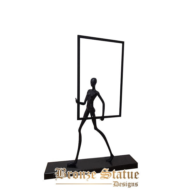 22in | 56cm | abstract metal sculpture modern art metal statue inspiration by giacometti art figurine for home decor office ornament gift