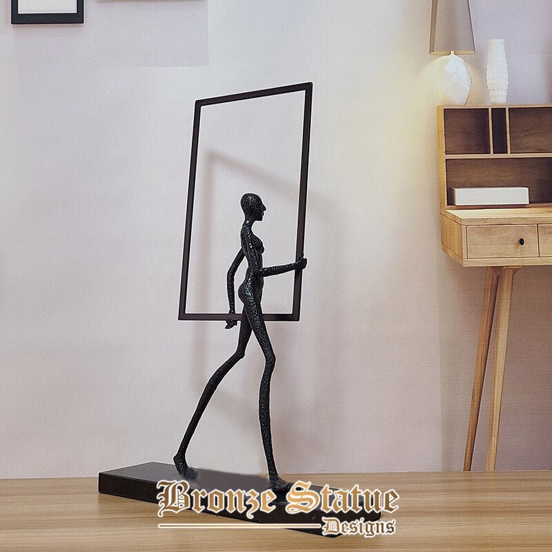 22in | 56cm | abstract metal sculpture modern art metal statue inspiration by giacometti art figurine for home decor office ornament gift