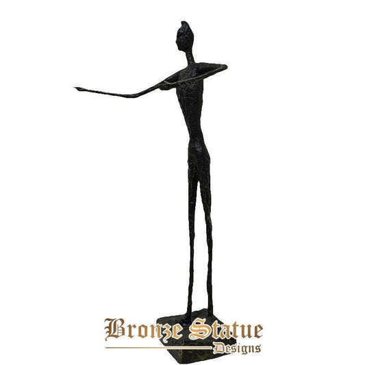 31 Zoll | 80cm | Echte Bronze-Wandermann-Skulptur von Giacometti Inspiration, große Kunstwerke, abstrakte Bronzestatuen für Wohnkultur, Geschenk