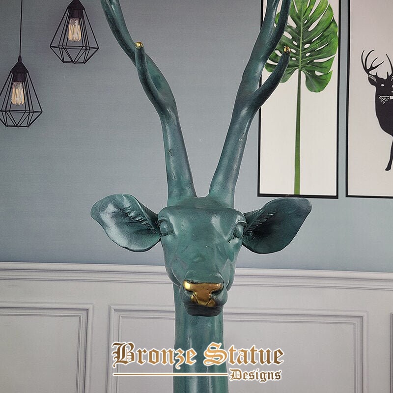 38in | 96cm | bronze deer head statue modern design deer head sculpture with marble base large home decor bronze crafts animal statues