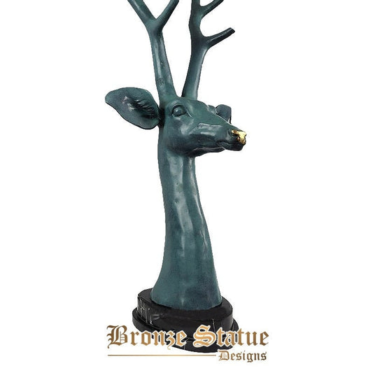 38in | 96 cm | Statua Testa Di Cervo In Bronzo Design Moderno Testa Di Cervo Scultura Con Base In Marmo Grandi Decorazioni Per La Casa Artigianato In Bronzo Statue Di Animali