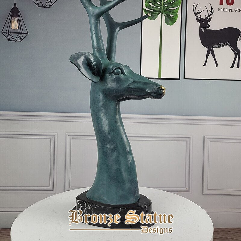 38in | 96cm | bronze deer head statue modern design deer head sculpture with marble base large home decor bronze crafts animal statues