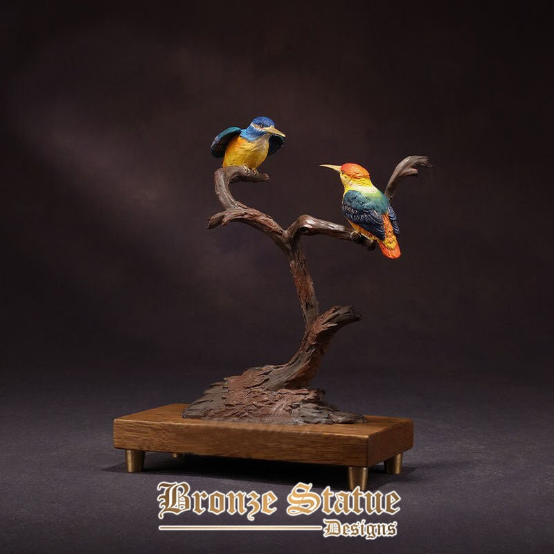 Bronze birds statue bronze wildlife animal lucky birds sculpture figurine modern art full color crafts for home decor present