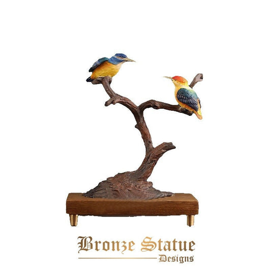 Bronzo uccelli statua bronzo fauna animale uccelli fortunati scultura figurine arte moderna artigianato a colori per la decorazione domestica presente