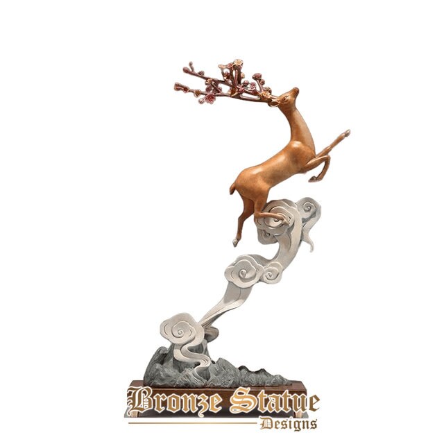Bronze deer statue modern art bronze deer sculpture animals sculpture home decoration ornament collection gift crafts