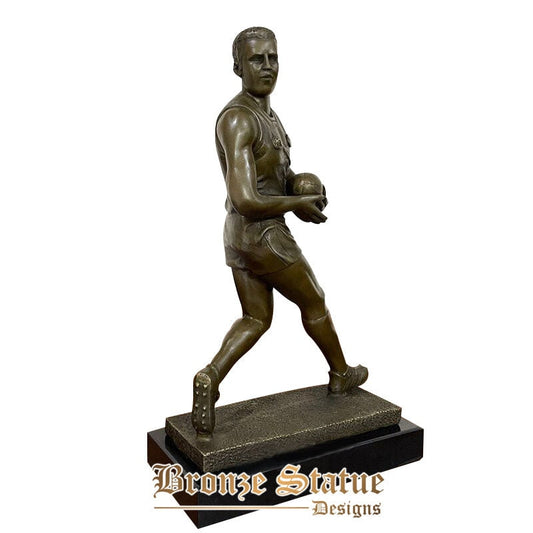 14in | 37cm | bronze football man statue famous bronze football sculpture cast sport crafts for home decor collection ornament gifts