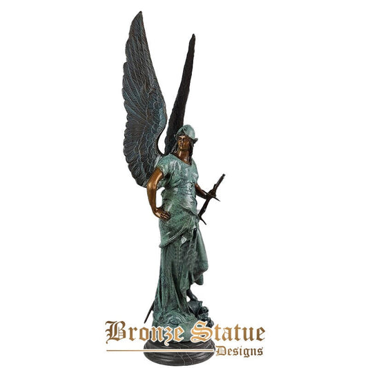 31in | 79cm | Arte clássica de bronze deusa grega de athena escultura estátua de guerreiro com base de mármore estátua de anjo de bronze para decoração de casa