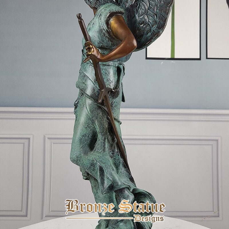 31in | 79 cm | Arte Classica Bronzo Dea Greca Di Atena Scultura Statua Del Guerriero Con Base In Marmo Statua Di Angelo In Bronzo Per La Decorazione Domestica