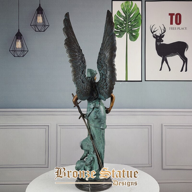 31in | 79cm | classic art bronze greek goddess of athena sculpture warrior statue with marble base bronze angel statue for home decor