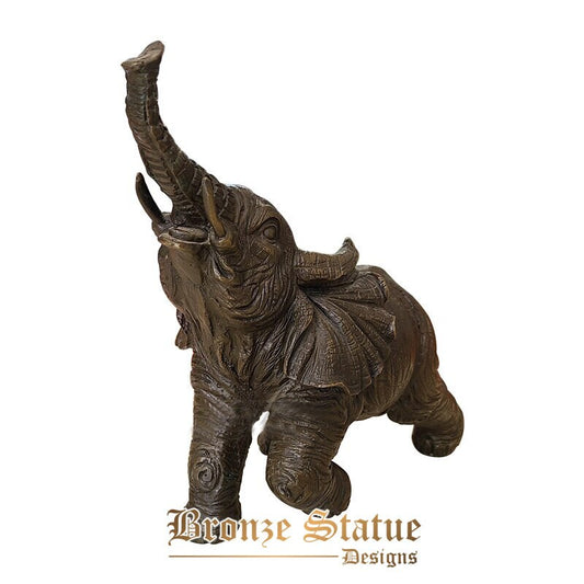 10in | 26cm | bronze elephant sculpture walking baby elephant bronze statue bronze cast animal crafts for home office hotel decoration