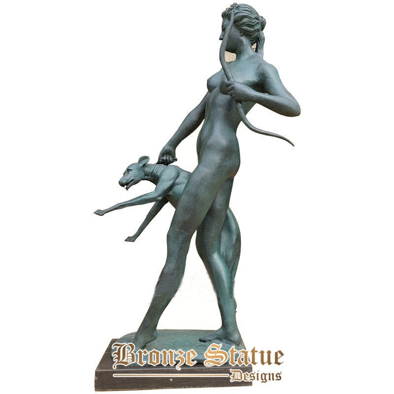 31 Zoll | 79cm | Bronze-Jagd- und Mondgöttin-Skulptur Artemis-Statue Figur aus Bronze, griechischer Mythos, Kunsthandwerk für Wohnkultur, große Verzierung