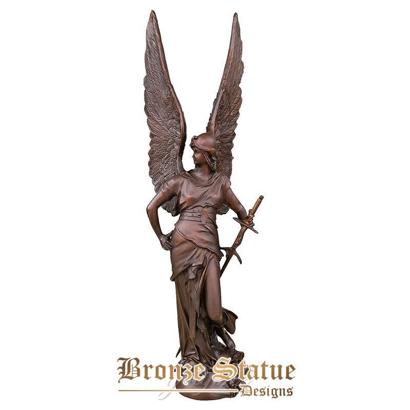 30in | 76cm | bronze greek goddess of athena sculpture warrior statue classic art crafts bronze angel statue for home decor large ornament