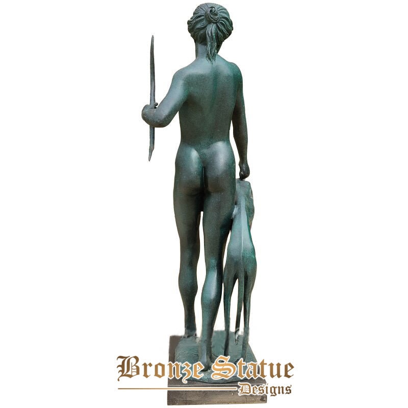 31 Zoll | 79cm | Bronze-Jagd- und Mondgöttin-Skulptur Artemis-Statue Figur aus Bronze, griechischer Mythos, Kunsthandwerk für Wohnkultur, große Verzierung