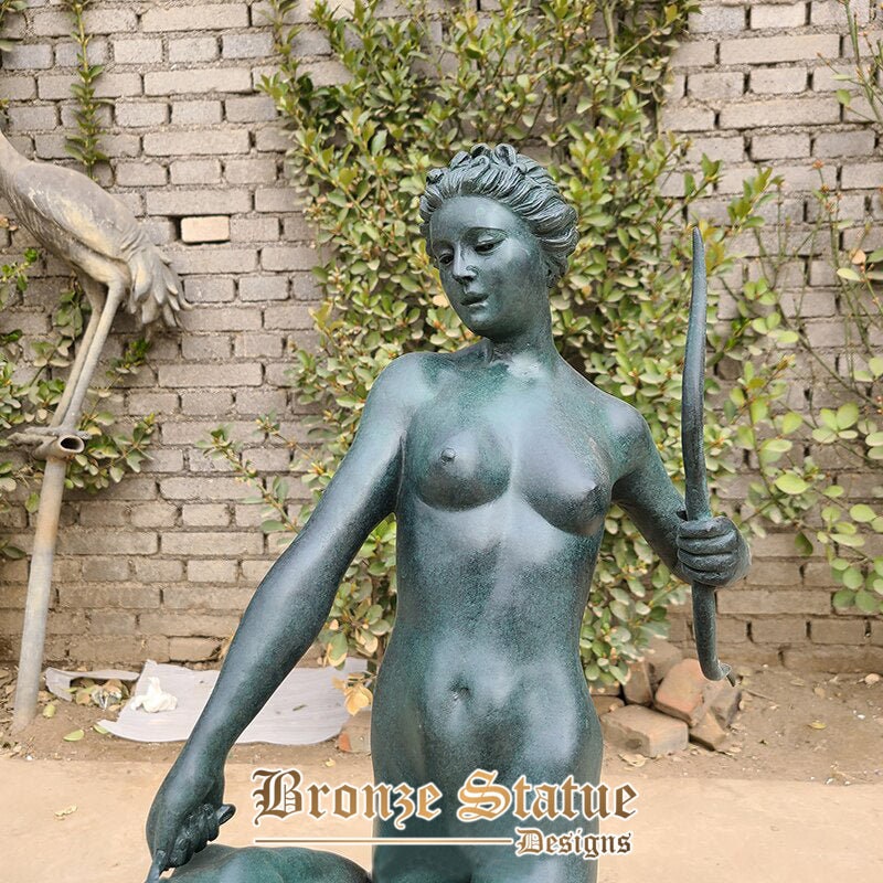 31in | 79cm | Caça em bronze e escultura deusa da lua estátua de artemis estatueta de bronze mito grego artesanato para decoração de casa grande ornamento