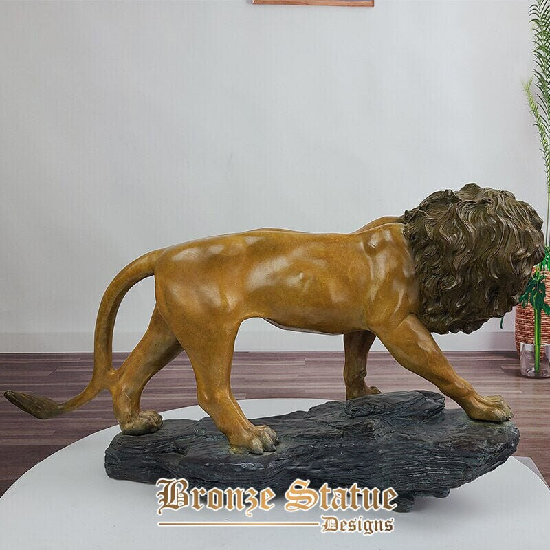 24in | 61 cm | Statue Di Leone In Bronzo Scultura Leone In Bronzo Scultura Animale Finitura Bronzo Per Giardino Decorazione Ufficio Casa Ornamento