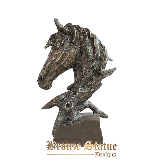 14 polegadas | 35cm | Escultura de cavalo de bronze estátua de cabeça de cavalo escultura de busto de animal abstrata escultura antiga decoração de casa ornamento carfts