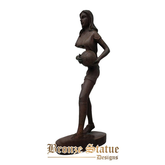 14 Zoll | 35cm | abstrakte Fußball-Frauen-Statue antike Bronzeskulptur weibliche Sportfigur Kunsthandwerk Wohnkultur sammeln Ornament