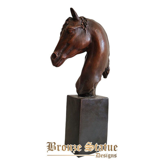 12in | 30cm | Escultura de cabeça de cavalo de bronze busto estátua de cavalo bronze fundido esculturas de busto de cavalo artesanato para escritório em casa ornamento de decoração de hotel