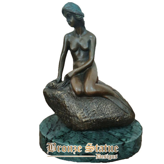 The little mermaid bronze sculpture bronze mermaids statue figurine statue andersen fairy tales for home hotel decor art crafts