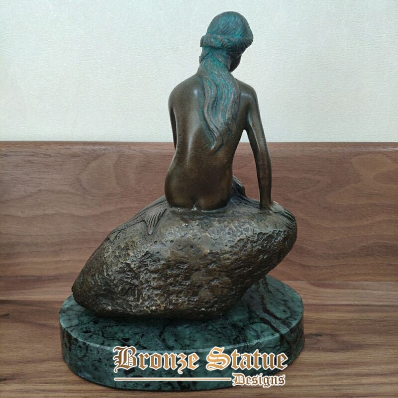 The little mermaid bronze sculpture bronze mermaids statue figurine statue andersen fairy tales for home hotel decor art crafts