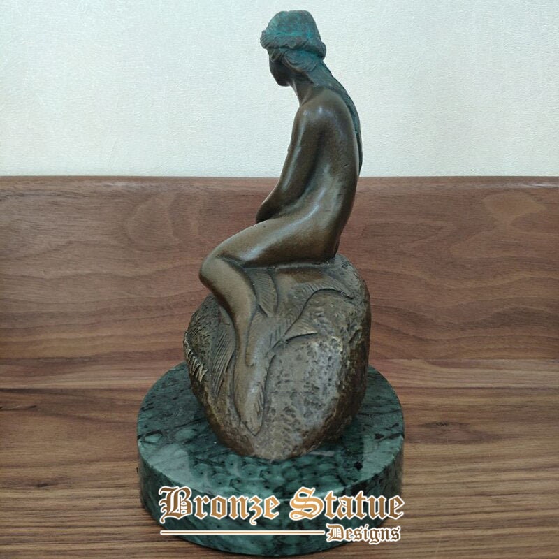 The little mermaid bronze sculpture bronze mermaids statue figurine statue andersen fairy tales for home hotel decor art crafts