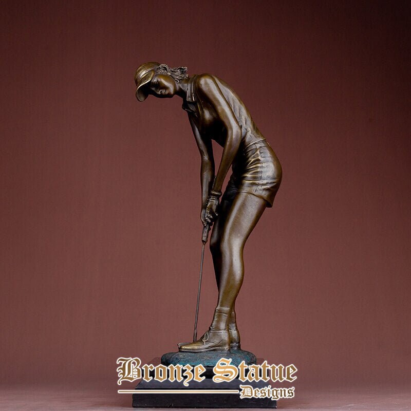 Perfect swings bronze golf statue bronze golfer woman sculpture bronze sports statues for home decor ornament gifts art crafts