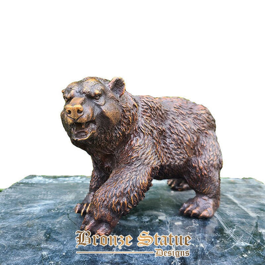 Modern art bronze bear sculpture wildlife animal bronze statue walking bear bronze crafts for home hotel decoration ornament