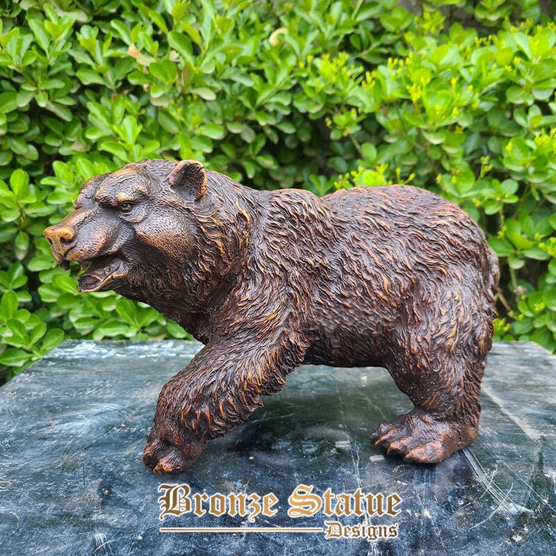 Modern art bronze bear sculpture wildlife animal bronze statue walking bear bronze crafts for home hotel decoration ornament