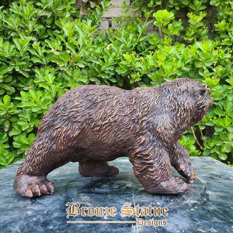 Modern art bronze bear sculpture wildlife animal bronze statue walking bear bronze crafts for home hotel decoration ornament